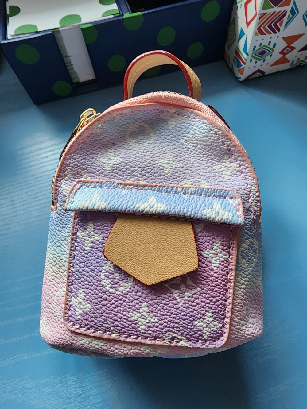 Pastel Multicolor Mini Backpack Purse Charm